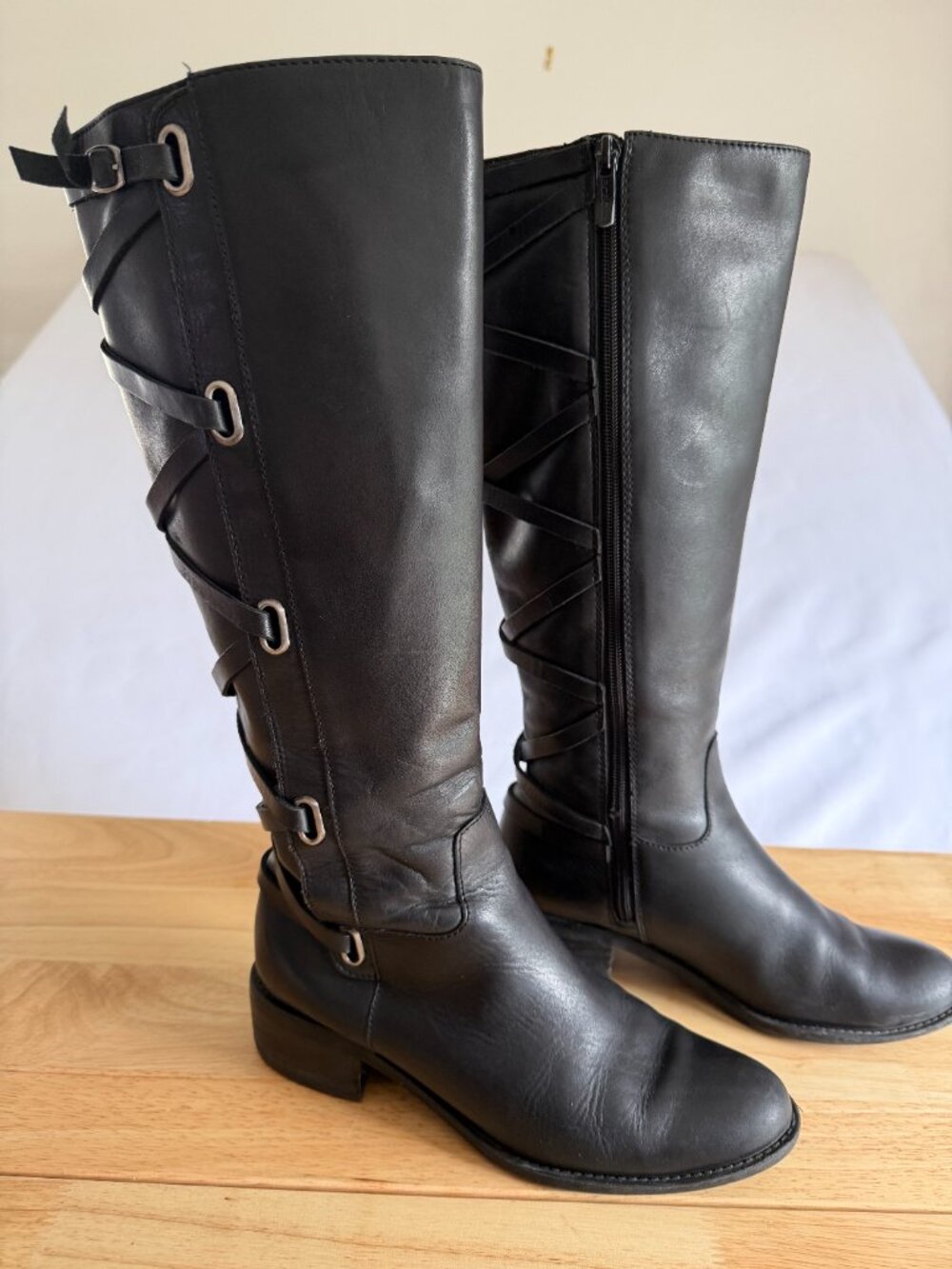 BCBGeneration Janiss Black Leather Tall Boots 6.5